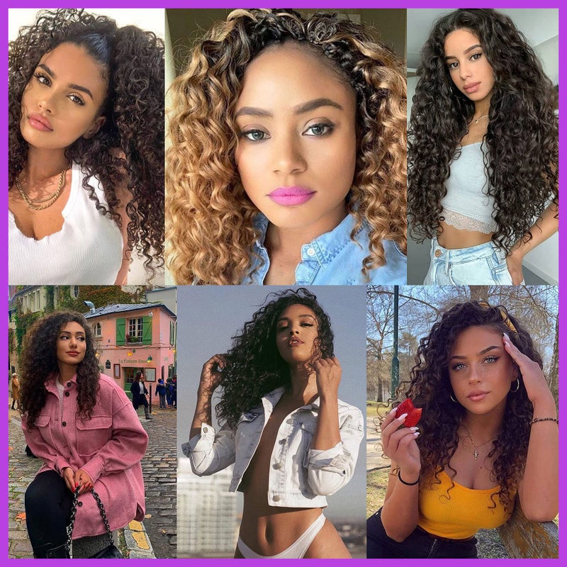 Ameli Ocean Wave Crochet Hair Natural Black Deep Wave Crochet Hair for Black Women Synthetic Curl Braiding Hair Extensions 8 Packs (14 Inch, 1B) - Image 4
